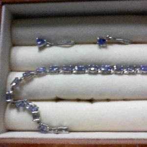 SALE Genuine blue Tanzanite gems bracelet and earrings set